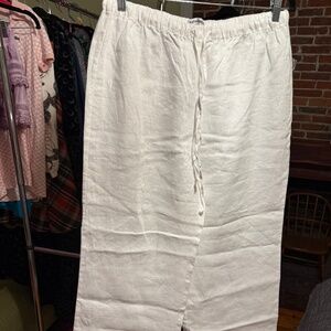 Reformation White Linen Drawstring Pants
